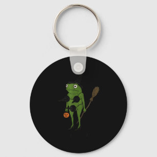 For October, Funny Halloween, Funny Witch Frog  Keychain
