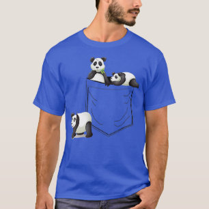 For Panda Lovers Cute Kawaii Baby Pandas In Pocket T-Shirt