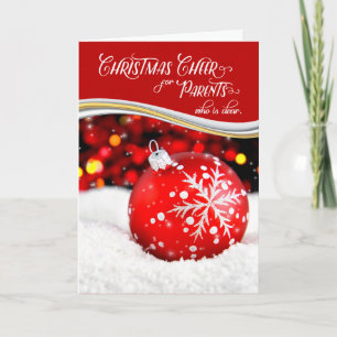 for Parents Christmas Cheer Red Snowflake Ornament Holiday Card