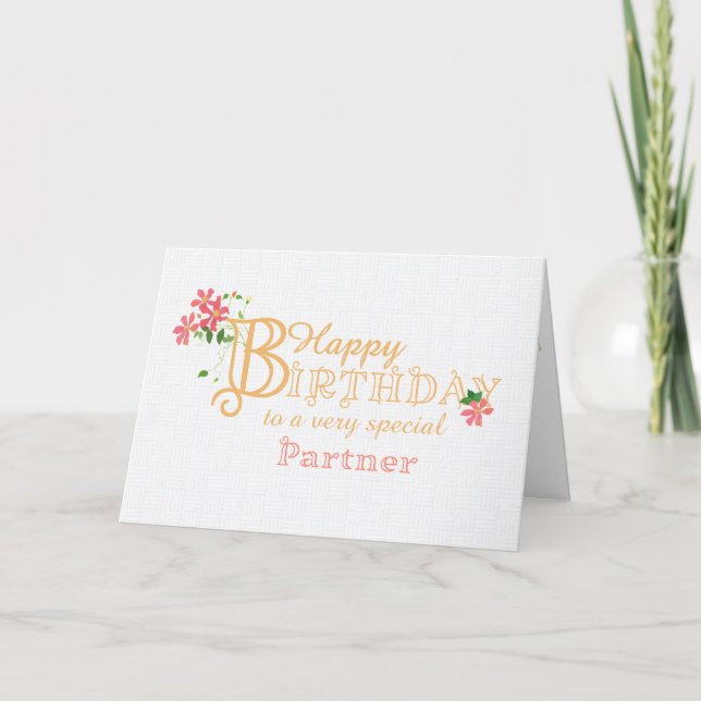 For Partner Birthday with Clematis Flowers Card (Front)
