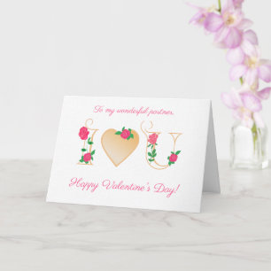 For Partner Valentines Day with Red Roses Card