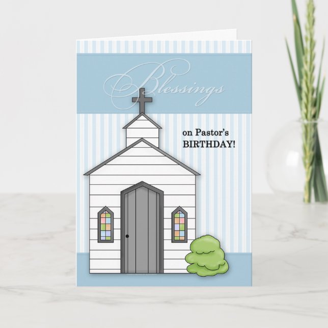 for Pastor's Birthday Chapel Blue with Scripture Card (Front)