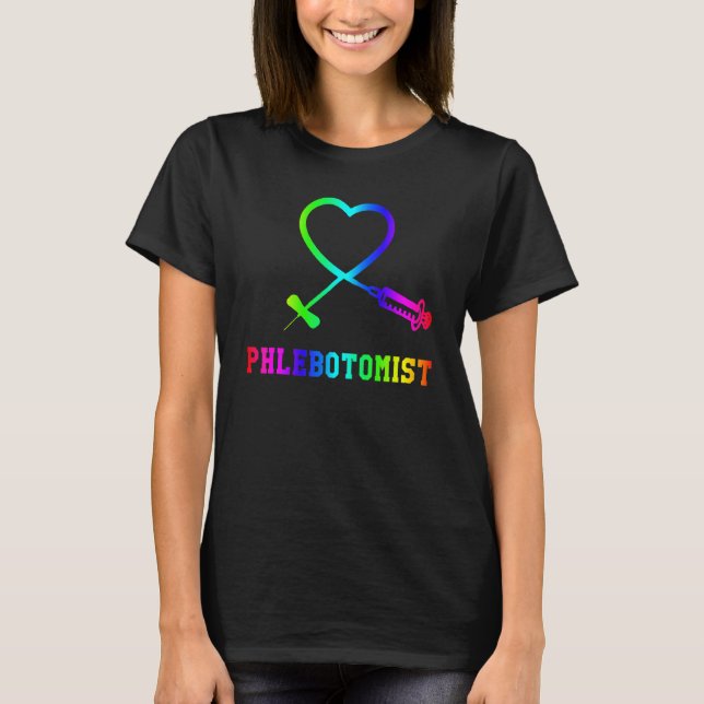 For Phlebotomist Phlebotomy Butterfly Needle Heart T-Shirt (Front)