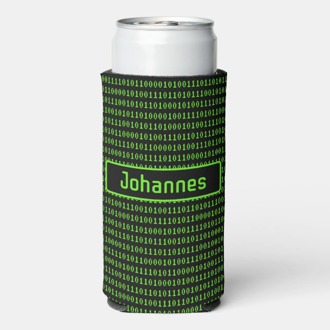 For Programmers - Fun Computer Code Black / Green Seltzer Can Cooler (Seltzer Back)