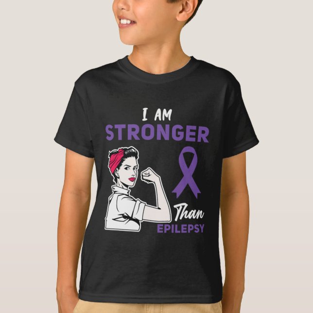 For purple Ribbon Warrior and Supporters - Epileps T-Shirt (Front)