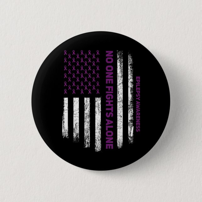 For Purple Ribbon Warrior Supporters - Epilepsy 2 Inch Round Button (Front)