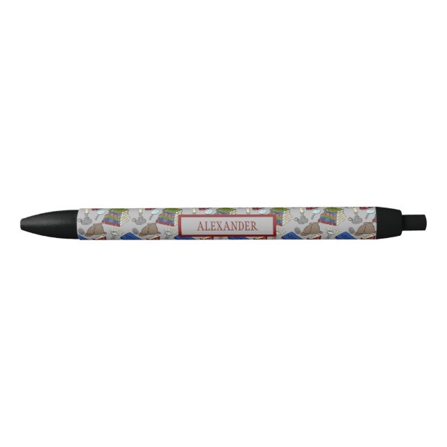 For Readers Mystery Novels Books Patterned Black Ink Pen (Front)