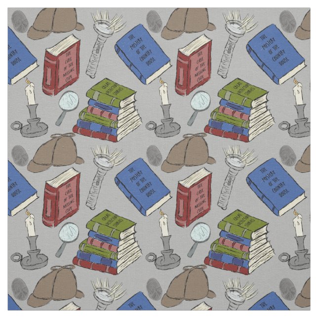 For Readers Mystery Novels Books Patterned Fabric (Swatch)