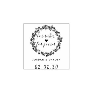 For Richer For Poorer Custom Wedding Save The Date Rubber Stamp