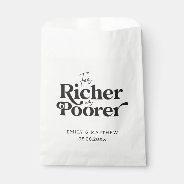 For Richer or Poorer Minimalist Wedding Favour Bag (Front)