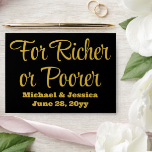 For Richer or Poorer Wedding Lottery Guest Favour Envelope
