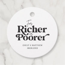 For Richer or Poorer Wedding Reception Gift Simple