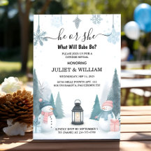 For Rustic Snow Cold Ice Cozy Winter Gender Reveal