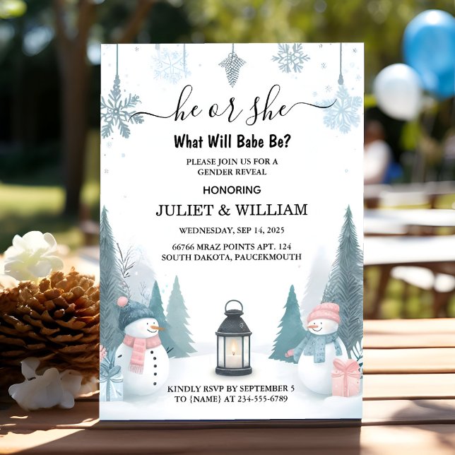 For Rustic Snow Cold Ice Cozy Winter Gender Reveal Invitation (Creator Uploaded)
