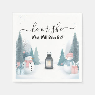 For Rustic Snow Cold Ice Cozy Winter Gender Reveal Napkin