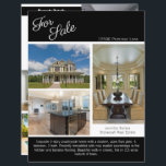 For Sale Real Estate Listing 2 Sided Paper Sheet<br><div class="desc">Showcase your listing on this chic two sided real estate paper sheet with a black accent. Send out these classy flyers to potential homebuying clients in your realty area. Customize with your real estate company name and contact details on the back. Draw new customers in by showing these Just Listed...</div>