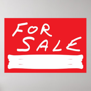 FOR SALE SIGN WHITE ON RED