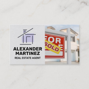 For Sale Sold Sign Real Estate Agent Business Card