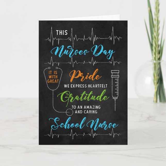 for School Nurse National Nurses Day Chalkboard Card (Front)
