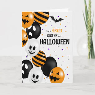 for Sister Balloons and Polka Dots Halloween Card