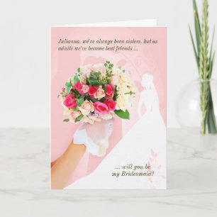 for Sister Pink Bridesmaid Wedding Request Invitation