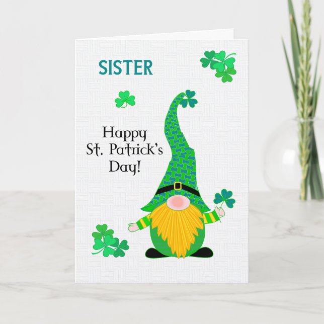 For Sister St Patrick's Fun Leprechaun Card (Front)