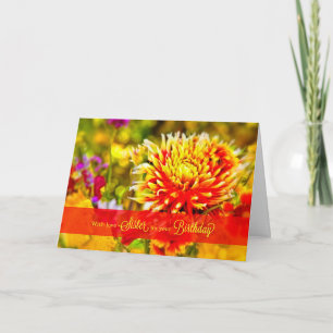 for Sister Wildflower Garden Botanical Birthday Card