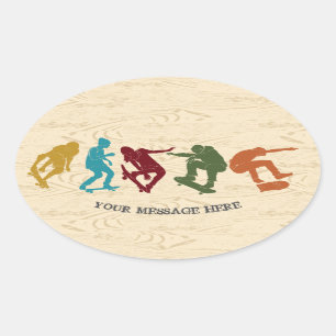 For Skateboarders Skateboarding Graphics Collage Oval Sticker