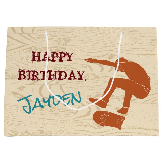 For Skateboarders Skateboarding Graphics Custom Large Gift Bag (Front)