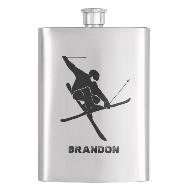 For Skiers Ski Trick Graphic Personalized Hip Flask (Front)