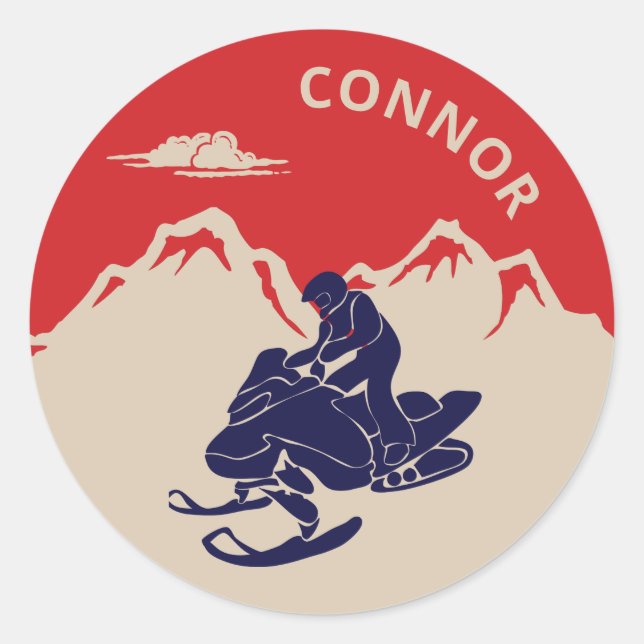 For Snowmobilers Snowmobile Graphic Personalized Classic Round Sticker (Front)