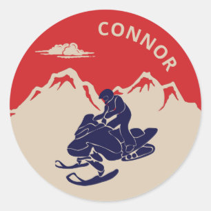 For Snowmobilers Snowmobile Graphic Personalized Classic Round Sticker