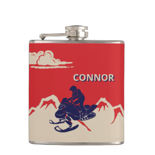 For Snowmobilers Snowmobile Graphic Personalized Hip Flask