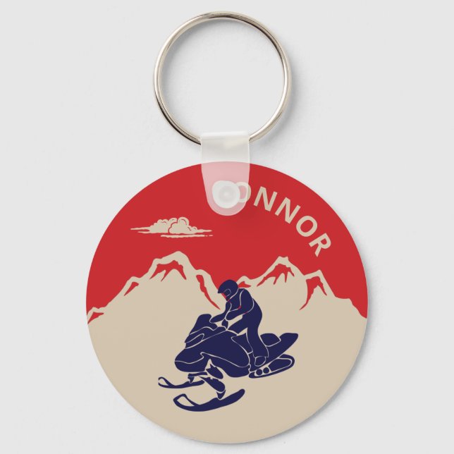 For Snowmobilers Snowmobile Graphic Personalized Keychain (Front)