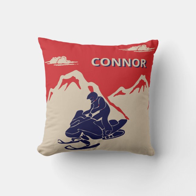 For Snowmobilers Snowmobile Graphic Personalized Throw Pillow (Front)