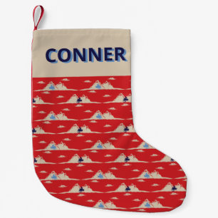 For Snowmobilers Snowmobile Pattern Personalized Small Christmas Stocking