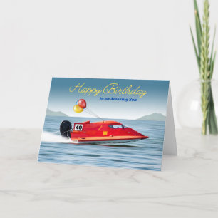 For Son 40th Birthday with High Performance Boat Card