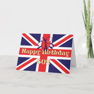 For son, a Birthday card with a Union Jack