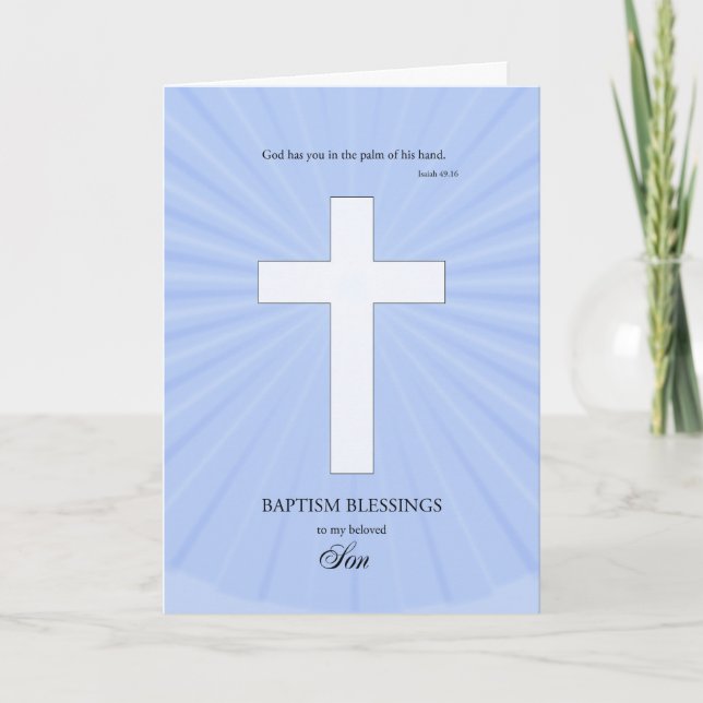 For Son Baptism,Glowing Cross Card (Front)
