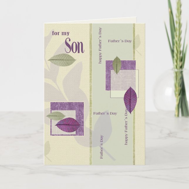 For Son on Father's Day. Elegant Leaf Pattern Card (Front)