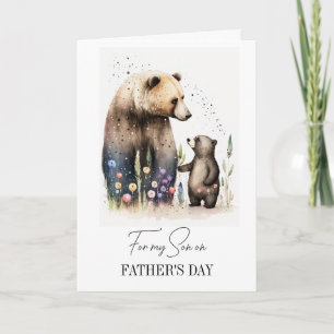For Son on Father's Day. Watercolor Bears  Card