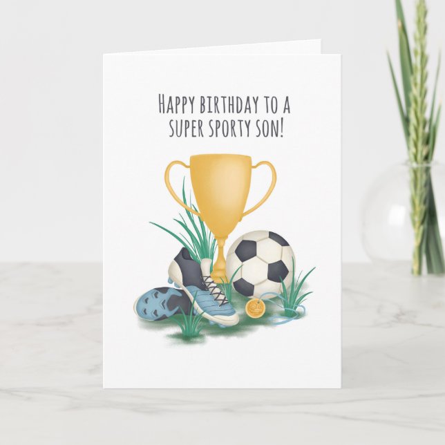 For Son Sporty Football Birthday Card (Front)