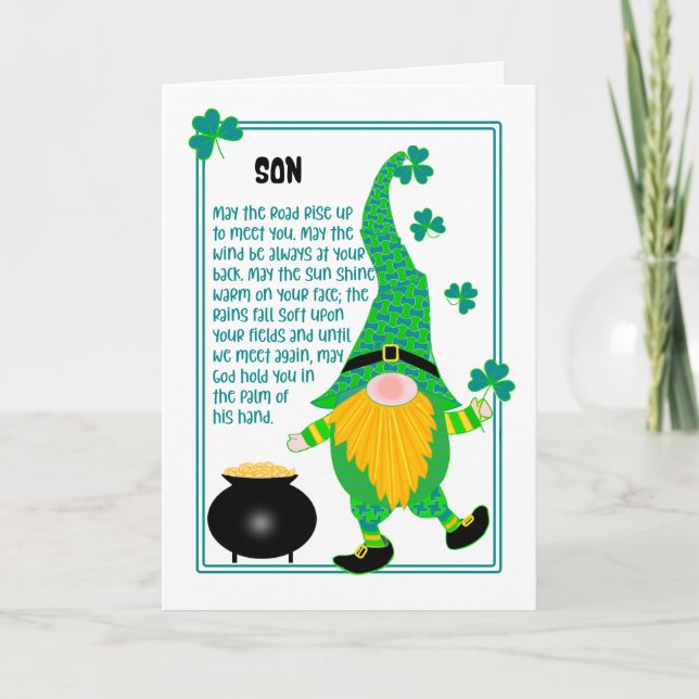 For Son St Patrick's Leprechaun Celtic Card (Front)