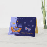 For Special Friends on Hanukkah Holiday Card<br><div class="desc">Happy Hanukkah for Special Friends. Menorah and Dreidels design Customizable Greeting Cards. Matching cards and gifts available in the Jewish Holidays / Hanukkah Category of our store.</div>