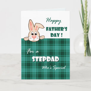 For Stepdad on Father's Day. Cute Bunny Card