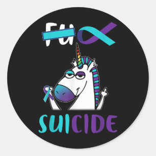 For Suicide Prevention Awareness Unicorn Funny Gif Classic Round Sticker