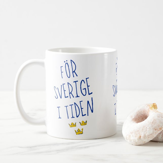 För Sverige i Tiden Mug Swedish Motto (With Donut)
