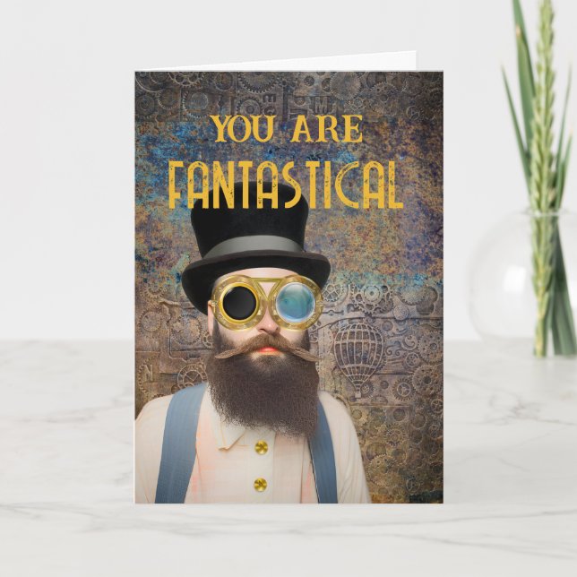 For Sweetheart Steampunk Thank You Romance Card (Front)