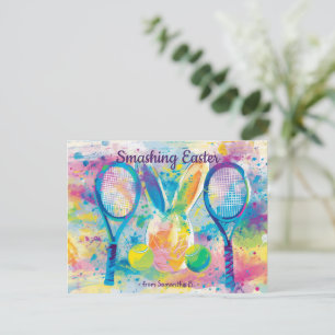 For Tennis player Racket & Rabbitsplosion! Holiday Postcard