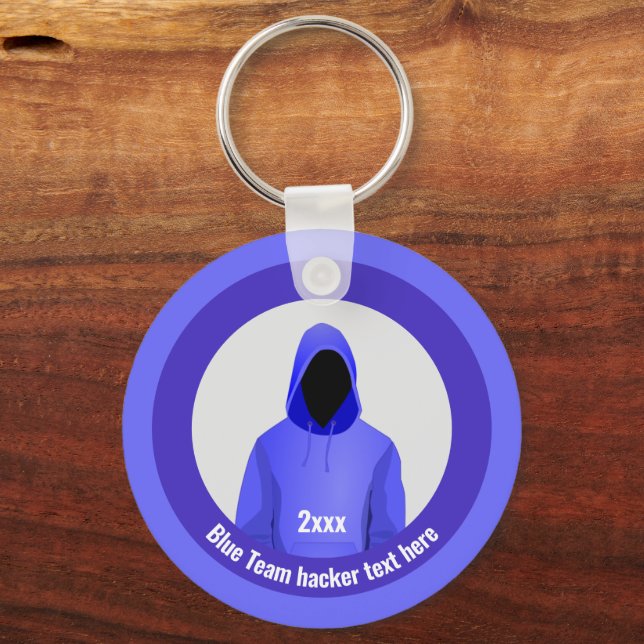 For the Blue Hacker InfoSec Team, custom text Keyc Keychain (Front)